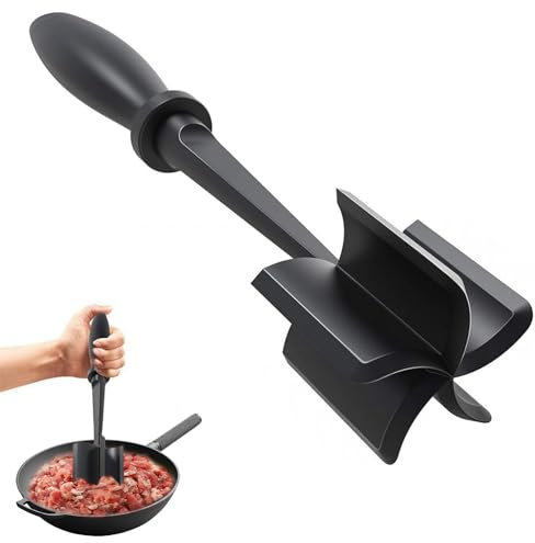 Versatile Black Meat Masher and Chopper - Non Stick Mix, Potato and Fruit Masher, for Home Kitchen Hamburger Meat, Beef, Potato, Fruit