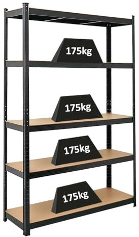 PROREGAL Schwerlastregal Ragnar für Gesamtlast 875kg Maße: 180x120x40 Schwarz, Kellerregal, Steckregal, Garagenregal, Lagerregal