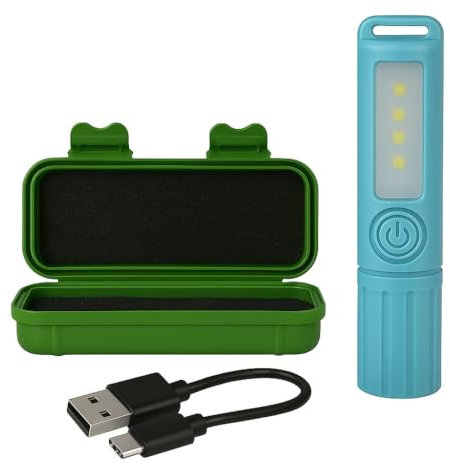 Utilify | Lampe torche LED 2000 lm rechargeable USB | Étanche | 4 modes | Portable et multifonction | Camping, travail, randonnée, pêche, urgence, atelier | Lampe de poche bleue