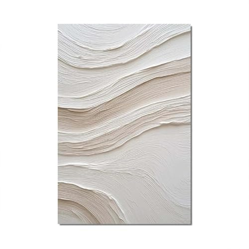 18meng Art Cuadros decorativos de clasicismo sobre lienzo, 90 x 70 cm, grande, XXL, beige, blanco, simplicidad, lienzo para salón, dormitorio, decoración, impresión artística, sin marco