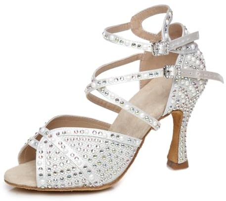 Miyoopark dam latin dansskor klack med strass bröllop kväll sandaler skor
