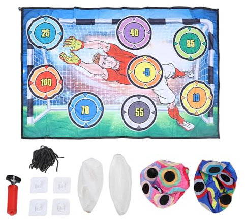 XGOUGUAAU 2 in 1 Soccer Ball Game Set, Toddler Indoor Outdoor Toss Soccer Target Goal Game with Soft Plush Balls and Hook Loop Mat for Hand Eye Coordination Motor Skills Development