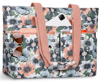 ENONEO Bolsa Playa Mujer Grande XXL Familiar Bolso de Playa con Cremallera Bolsa Natación Impermeable Bolsa de Viaje Plegable Shopper Tote Bag para Playa Compras Viajes Uso Sauna (Gris+Rosa)