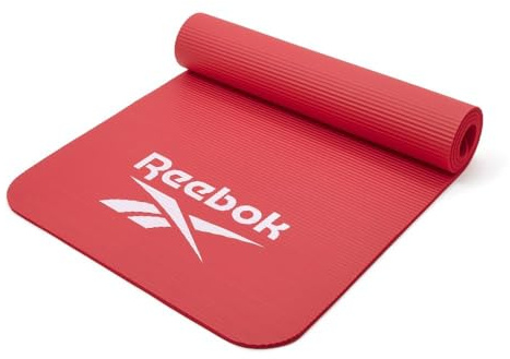 Reebok - Tappetino da Allenamento Unisex - Stuoia Fitness con Imbottitura di 7 mm - Base Antiscivolo Rigata - Leggero e Facile da Arrotolare - Rosso