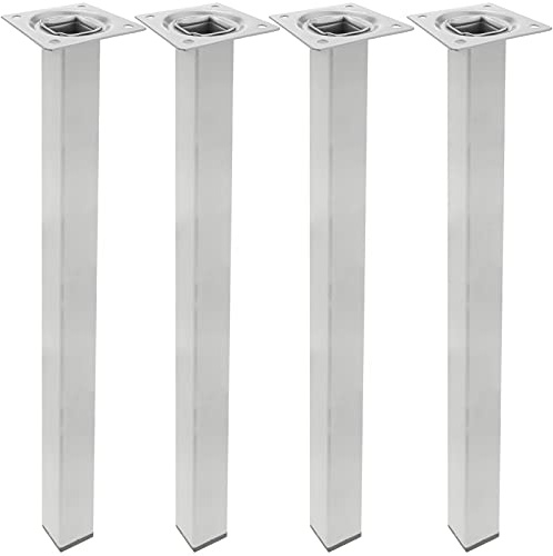 PrimeMatik - Pies Cuadrados para Mesa y Mueble. Patas en Acero Gris de 75cm 4-Pack