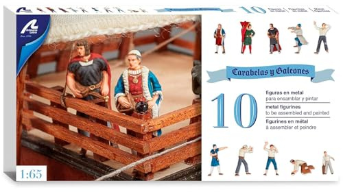 Artesanía Latina - Set de 10 Figuras en Metal - Modelo 22411F, Escala 1:65 - para Maquetas de Barcos Galeones y Carabelas