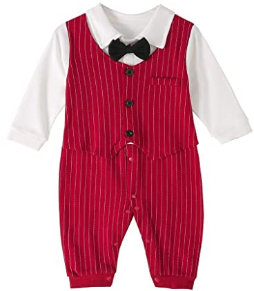 Lito Angels Smoking sparkbyxor bodys one piece gentleman kostym med fluga för baby pojkar storlek 3–24 månader, marinblå blå/röd, röd, 12-18 månader