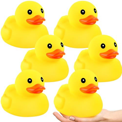 Harrycle 4 Pieces 5 Inches Large Yellow Rubber Ducks Bath Toy Squeak Rubber Duckie Bathtub Floating Bath for Birthday Party Decoration Gift Swimming Pool