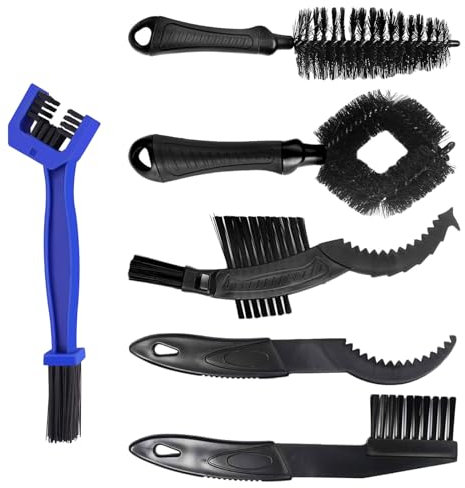 Nettoyeur de Chaîne de Vélo, Set de 6 Brosses de Nettoyage de Chaîne de Vélo, Set de Brosses de Chaîne pour Nettoyer les Chaînes de Vélo, les Manivelles, les Pneus et les Plateaux