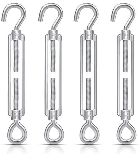 4 Piezas Tensor De Gancho y Ojo M6 Para Cables, Tensor De Acero Inoxidable Resistente, Tensor De Cable, Tensor De Cable, Tensor De Alambre Para Luces De Cadena De Bricolaje, Imágenes Colgantes