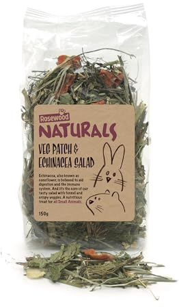 Rosewood Naturals Veg Patch & Echinacea Salad Small Animal Treat, Forage for Rabbits, Guinea Pigs, Chinchillas, Degus, Hamsters, Gerbils, Mice, Rats - 150g