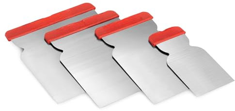 Set 4 Spatole Giapponesi in Acciaio 43/67/87/105 mm – Spatole per Stucco, Verniciatura e Raschiatura – Strumenti Professionali per Muri, Metallo, Vetro – Raschietti Precisi e Resistenti 9364401