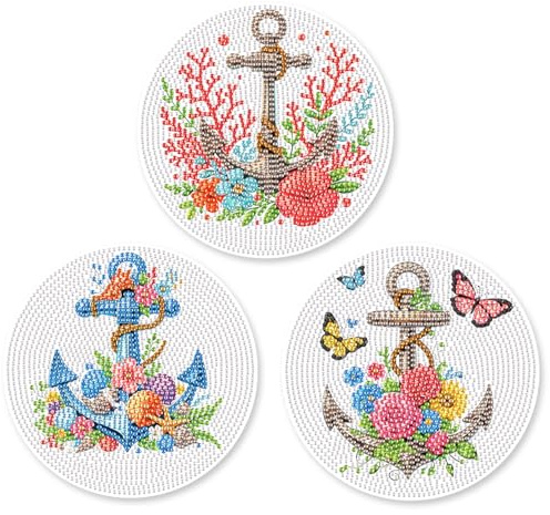 SHEGZHUC Set di 3 tovagliette da tavola con ganci da pirata, 15 cm, con diamante, con tappetino antiscivolo, per tavolo, per ciotole, pentole, padelle