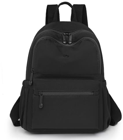 YUESITE Rucksack Damen Wasserdicht Nylon Damenrucksack Casual Daypack Frauen Elegant Schultertasche Cityrucksack Reiserucksack für Reisen Schule Arbeit (Schwarz)