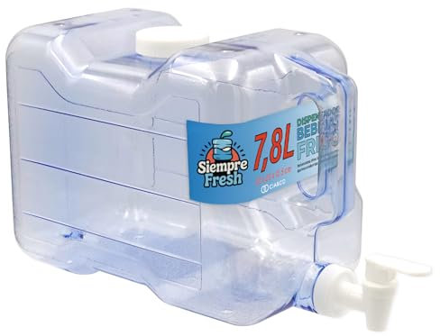 Dispensador de Agua Fría para Nevera 7,8 L by Cia&Co | Garrafa compacta 35x23x16 con Asa Ergonómica, Grifo de Doble Función y Tapón - Reutilizable y Duradera, Bebidas Frías en Casa, Playa, Camping