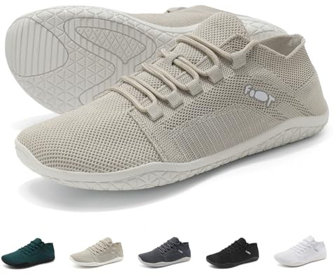 Wizshoe Barefoot Zapatillas de Trail Running Hombre Mujer Minimalistas Sneakers Zapatos Descalzos Ligeras Verano Barefoot Shoes Calzado para Gym Playa Correr Senderismo Transpirables Beige 44 EU