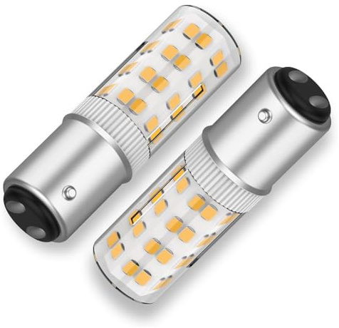 Asyduey Bombilla LED BA15DLED de 120 V con Base de Bayoneta de Contacto Doble, Equivalente A JD T3/T4 de 50 Vatios, Bombilla LED de Repuesto para Máquina de Coser A