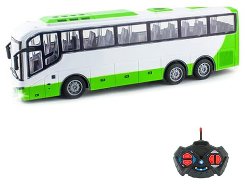 Hperu Leksaksbuss, trådlös elektrisk bussleksak 12, 4 x 3, 2 x 4, 5, realistisk turistsimulator i skala 1:30, rolig fjärrkontroll, kreativ för flickor, grön