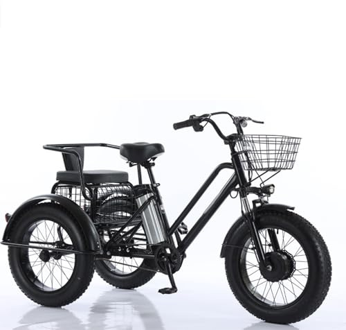 PRECISTECH Triciclo Eléctrico para Adultos con 3 Ruedas, Neumático Ancho 20, Batería 48v, Asiento Reforzado, Nieve, Compras Y Paseos Diarios