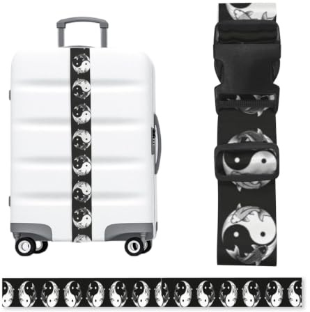 Black White TaiChi Luggage Strap-Adjustable Suitcase Belt with Buckle