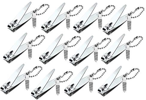 12 Pcs Nail Clippers for Fingernails by YWQ - Swing Out Nail Cleaner/File - Popular Gifts for Men & Women - Best Sharp Stainless Steel Clipper - Wide Easy Press Lever