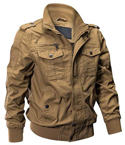 EKLENTSON Field Jacket Men Fall Jackets for Men Military Jackets Mens Fashion Jackets Cargo Jacket Khaki XL