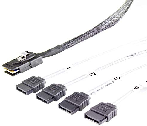 Fantec 2166 adaptador de cable Mini SAS 4x SATA Negro - Adaptador para cable (Mini SAS, 4x SATA, Male connector / Male connector, 0,7 m, Negro)