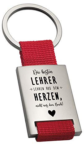 Geschenke 24 | Schlüsselanhänger personalisiert Die besten Lehrer (Rot - VS) | graviert mit Spruch und Name | Abschiedsgeschenk für Kollegen | kleine Aufmerksamkeit