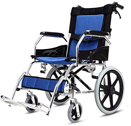 GASLIKE Faltbar Leicht Rollstuhl, Ultraleicht Reiserollstuhl, Klappbar Transportrollstühle für Behinderte and ältere, Belastbarkeit 100 kg, Sitzbreite 44.5 cm,002