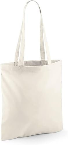Wonky Line Hochwertige Baumwoll Tragetasche, umweltfreundliche Einkaufstasche, 100% Baumwollleinen, wiederverwendbare Lebensmitteltasche, extra starker langer Griff, doppelt genäht (Natur)