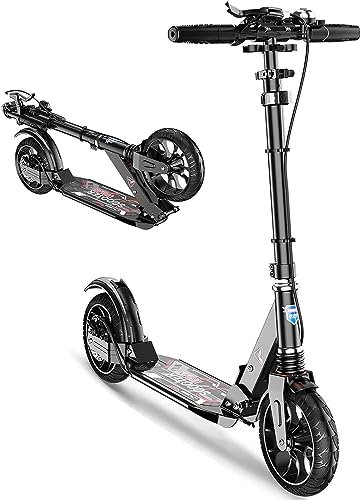 Cityroller Tretroller Erwachsene 150 Kg Tragkraft, City Roller Kinder 10 Jahre, Big Wheel Scooter Mit Bremsen Und Stoßdämpfern, Kickboard Klappbar & Höhenverstellbar