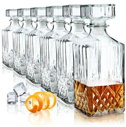 KADAX Dekanter für Getränke, Stilvolle Whiskykaraffe für Männer, Klassische Weinkaraffe mit einzigartiger Design, Whiskyflasche als Geschenk (6 Stück)