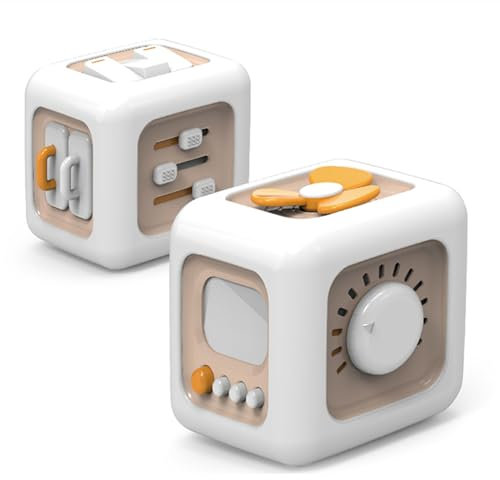 SansRealmL Montessori-Spielzeug ab 1 Jahr - Motorikwürfel und Baby Lernspielzeug, Schalter Lüfter Spiegel Tasten Schubladen Lernen als Fidget Toys Fördert Entwicklung für Kleinkinder.