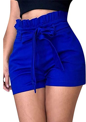 BIISDOST 2019 Frau Mode Shorts Sexy Sommer Frau Kurze Hosen 2 in 1 Shorts Damen Mit Handytasche (Blue, XXXL)