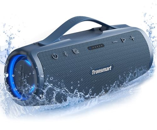 Tronsmart Mirtune S100 Altavoz Bluetooth 50W, Altavoz Portátil Potente, Resistente al Agua IPX7, Retractable Handle, 20H de Reproducción, Sonido Estéreo, Aux y Powerbank, Speaker con EQ para Exterior