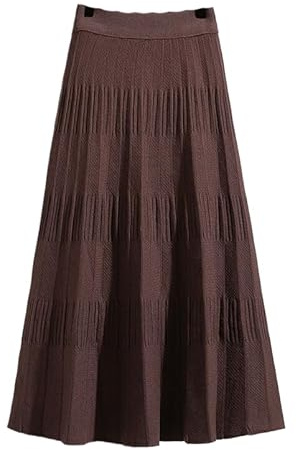 Gonna Lavorata A Maglia - Gonna Lunga A Pieghe A Vita Alta Casual in Maglia Larga A Trapezio, Moda Coreana, Abbigliamento Streetwear, Base, Autunno Inverno, Taglie Forti, Abbigliamento Elastico, Mar