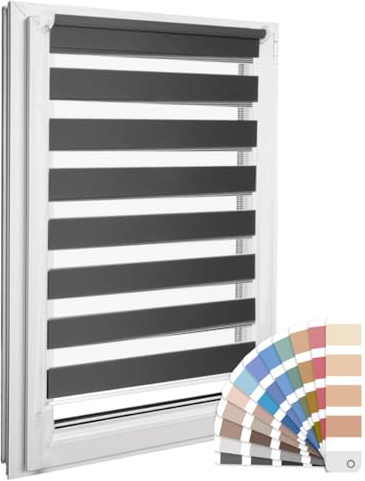 Home-Vision® DuoRollo Schrauben, Doppelrollo mit Bohren zum Anschrauben, DuoRollos für Fenster und Türen (Schwarz, B145 x H130 cm)