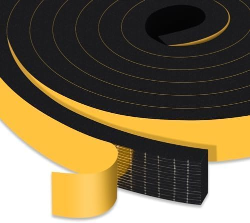 Trisiki Upgraded Strong Adhesive Foam Weather Stripping Door Seal Insulation Tape for Insulating Door,Window, Air Conditioner Noise-Reduction Self Adhesive Sealing Weatherstrip (1 in x 1/2 in x 10 Ft)