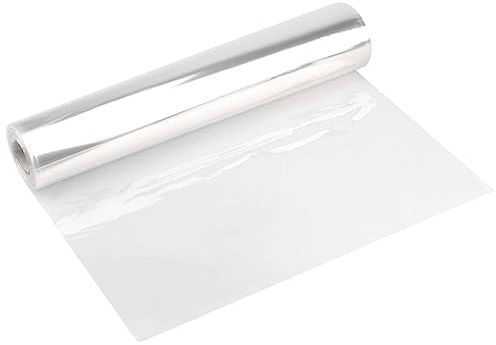 NGOSUET Pellicola trasparente in cellophane trasparente, 80 cm x 50 m, spessore 3 mille, trasparente, carta da regalo, cellophane trasparente, per cesti regalo, fiori, matrimonio
