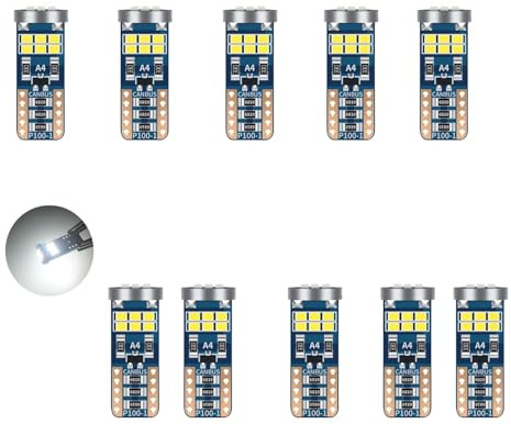 SIGANDG T10 W5W LED 194 168 2825 Bombilla 6500K Blanco TIpo CuñA Bombillas,12V LáMparas De MatríCula De Coche,CANBUS, Luces Laterales, PosicióN, Luz De CortesíA (10 Piezas)