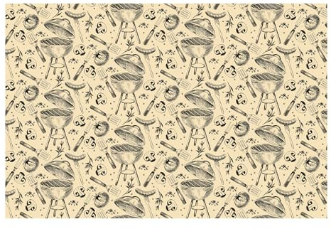 Pappersduk 180 x 120 cm – engångs pappersduk – grill och grill BBQ stil – festdekoration & bordsdekoration – bordsduk – gräddvit svart
