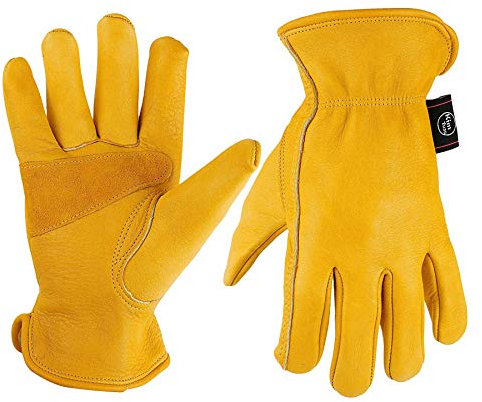 Lederarbeitshandschuhe, mit Handgelenk, verschleißfest, pannensicher für Hofarbeit, Gartenarbeit, Bauernhof, Lager, BAU, Motorrad, Männer & Frauen
