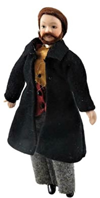 Melody Jane Dolls Houses Victorian Gentleman in Frock Coat Porcelain Man 1:12 People