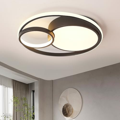 Style home 55W LED Deckenleuchte Deckenlampe 50x8,5cm, dimmbar mit Fernbedienung 3000K-6000K, Runde Lampe aus Metall für Wohnzimmer Schlafzimmer Arbeitszimmer Büro Küche(Schwarz)