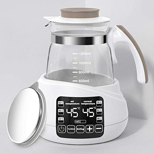 YXCKG Hervidor De Agua Kettle 1,2 L Hervidor De Cristal, Hervidor De Agua Caliente, Cubierta De Aislamiento De Acero Inoxidable, Función De Mantenimiento del Calor, 600 W (Color : Gray)