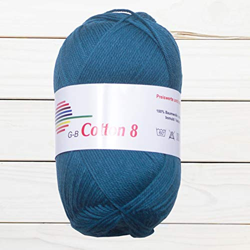 GB Wolle Cotton 8 Schulgarn Baumwolle Strickwolle Strickgarn Häkelgarn 50g 170m (1525 petrol)