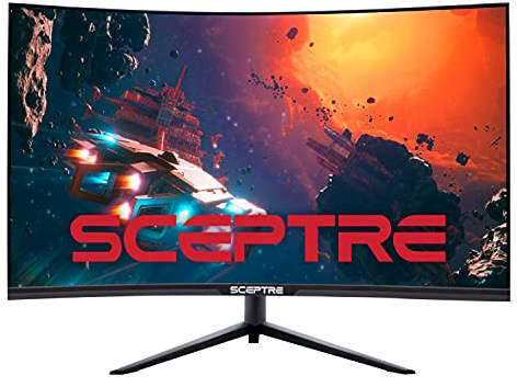 Sceptre 32 inch Curved 2K Gaming Monitor QHD 2560 x 1440 up to 165Hz 144Hz 1ms HDR400 400 Lux AMD FreeSync Premium, Height Adjustable DisplayPort HDMI Build-in Speakers Machine Black (C325B-QWD168)