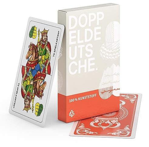 TS Spielkarten - Doppeldeutsche/Schnapskarten Kunststoff-Kartenspiel, handgezeichnet/wasserfest