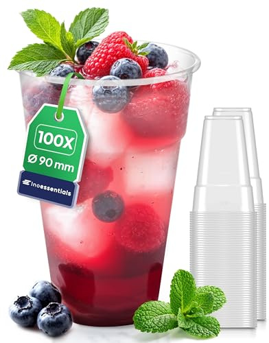 Inoverse 100 st. plastmuggar, 0,4 l transparent läcker ut koppar, partymugg plast, plastmuggar, festporslin, ölkoppar, vattenkopp