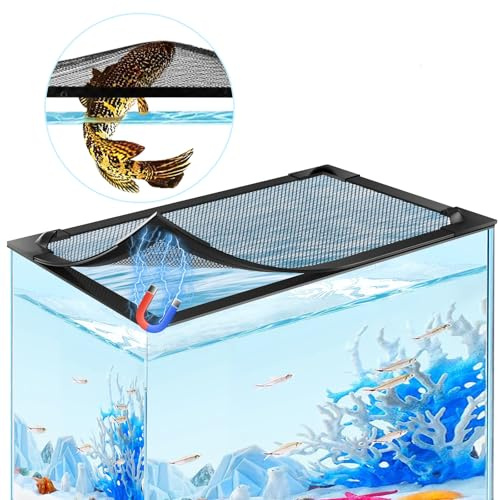 MLEJU DIY Fish Tank Lid Aquarium Cover with Fresh Air Netting to Prevent Fish from Jumping Out of The Tank and Reptile Pet from Escaping, Adjustable Size Fit Tank Size Max 37''X18''